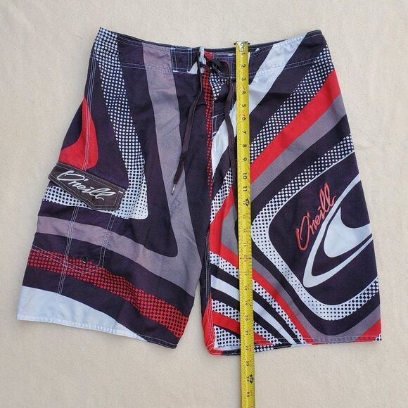 O'Neill black, red, gray, and white board shorts/swim trunks - Picture 2 of 11